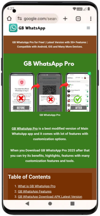 navigate to gbwhatspro.info website